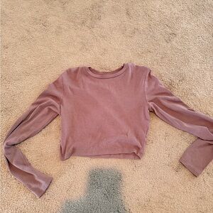 Zara Dusty Rose Long Sleeve Cropped Top